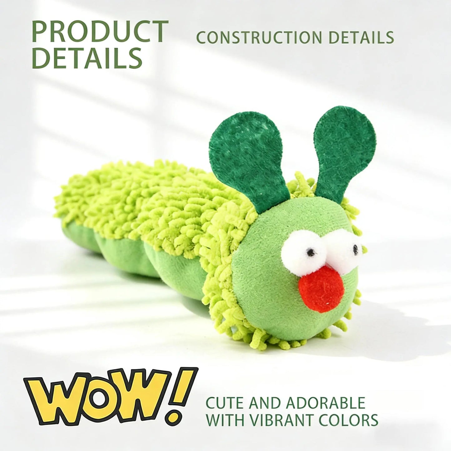 New Store Perks !Catnip Caterpillar Plush Pillow 1Pc, Crinkle Sound Cat Toy with Catnip Head Silvervine Tail, Interactive Boredom Relief Toy for Indoor Cats
