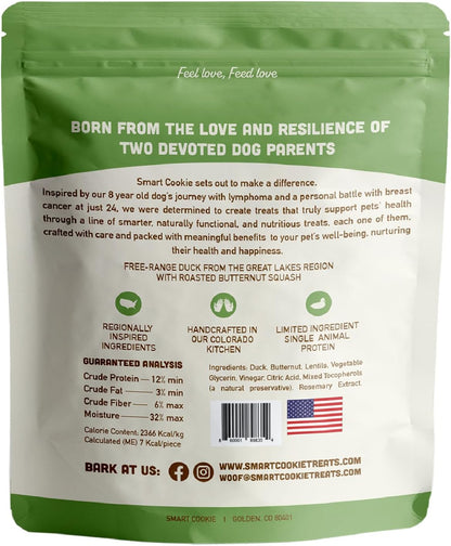All Natural Dog Treats - Duck & Squash - Training Treats for Dogs & Puppies with Allergies, Sensitive Stomachs - Soft Dog Treats, Chewy, Grain Free, Made in USA - 5Oz, Pack of 3
