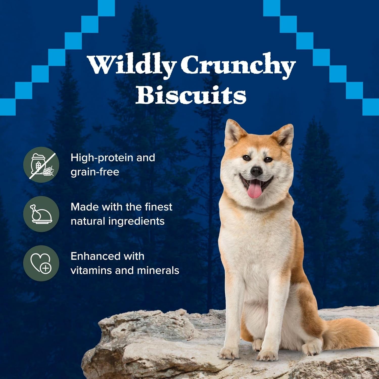 Wilderness Trail Treats High Protein Grain Free Dog Biscuits Crunchy Dog Treats, Duck Recipe, 10-Oz Bag