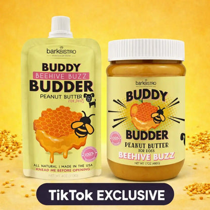 2Pk Beehive Buzz Buddy Budder, All Natural Dog Peanut Butter, Perfect for Enrichment, Treating, Training, Traveling