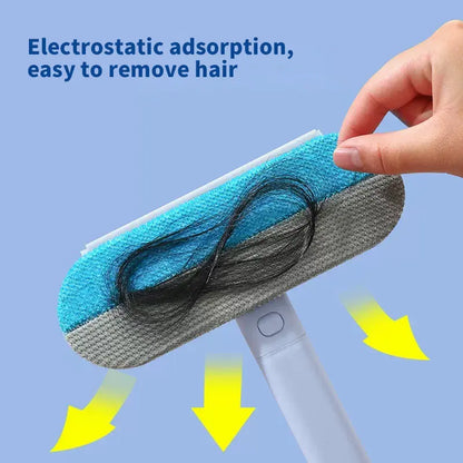 4-in-1 Pet Hair Removal Tool - Multi-Functional, Reusable Lint Cleaner with Extra Long Handle for Efficient Removal of Dog and Cat Hair from Furniture, Carpets, Clothing, Bedding, Cars, and Windows