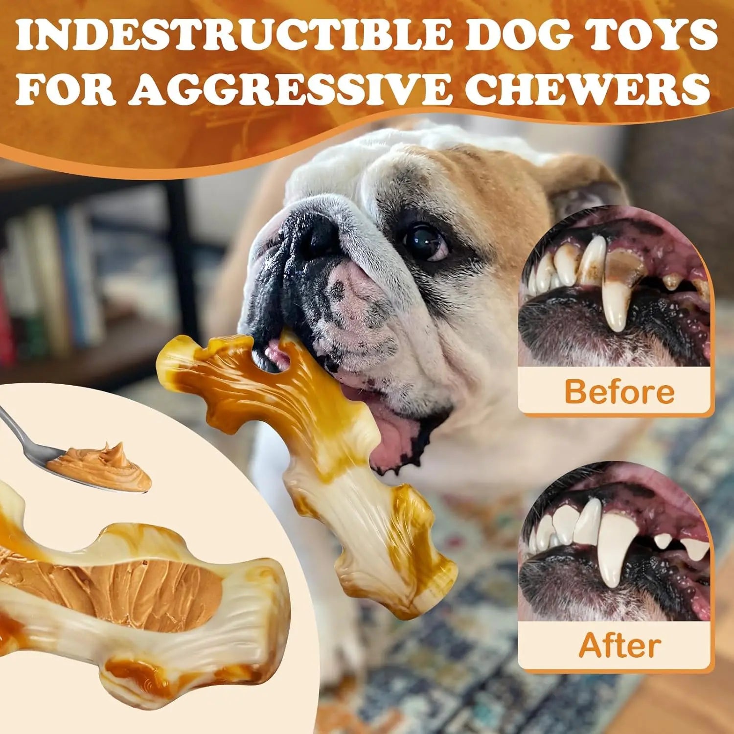Dog Toys for Aggressive Chewers 3-Pack Indestructible Dog Toys for Large Dogs, Real Bacon Flavored, Tough Dog Chew Bones for Medium/Large Breed Dogs, Durable Dog Chew Toys to Keep Them Busy Dog Toys Durable Dog Dog Teeth Power Chew Durable Power