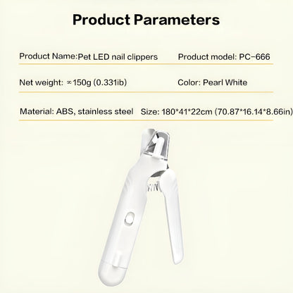 2-in-1 Rechargeable LED Pet Nail Clipper and Grinder with Quick Sensor, Protective Guard, and Nail File for Cats, Dogs, and Rabbits