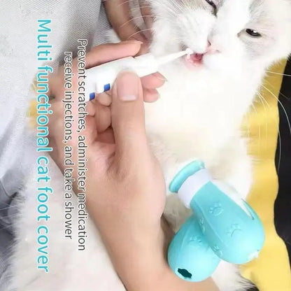 Cat Bathing Footwear – Set of 4 Pairs, Silicone Paw Protectors for Grooming, Ideal for Dogs and Cats – Safeguards Paws During Baths and Prevents Scratching, Durable and Trustworthy.