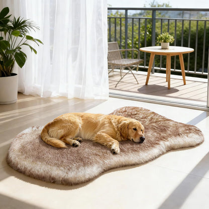 Dog Bed Rug for Large Dogs, Faux Fur Orthopedic 50"X30" Waterproof Fluffy Dog Beds Luxury, Washable Fuzzy Fur Rug Soft Flat Pet Furry Dog Bed, Brown