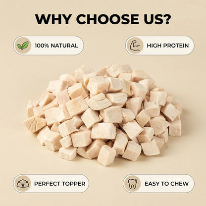 Helety Pet Premium Freeze-Dried Chicken Breast Cubes - 100% Pure Natural Single-Ingredient High-Protein Dog Treats, Food Topper & Training Reward for Dogs