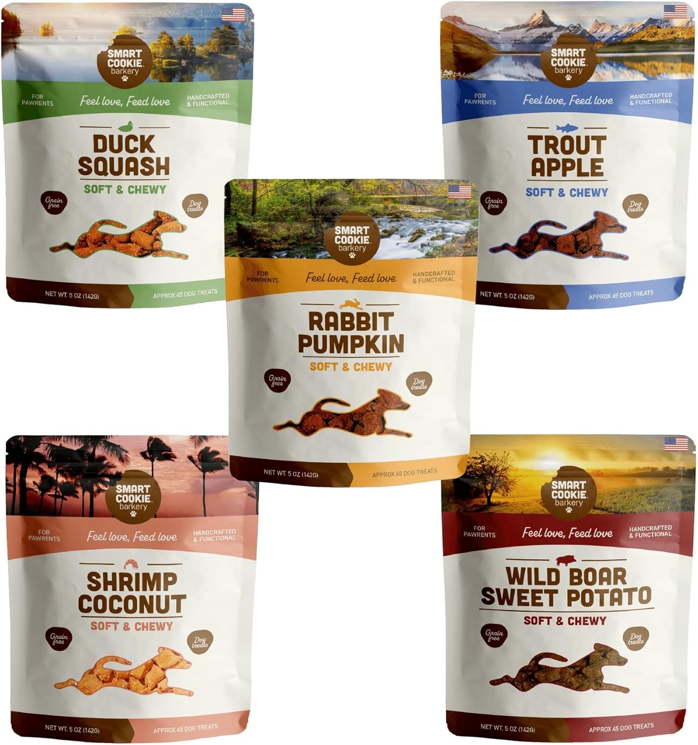 All Natural Soft Dog Treats - 5 Flavor Variety Pack (5Oz Each) - Healthy Dog Treats for Dogs & Puppies with Allergies, Sensitive Stomachs - Chewy, Grain Free, Made in USA