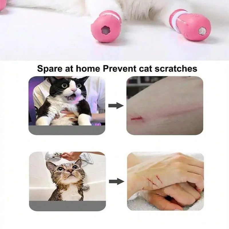 Cat Bathing Footwear – Set of 4 Pairs, Silicone Paw Protectors for Grooming, Ideal for Dogs and Cats – Safeguards Paws During Baths and Prevents Scratching, Durable and Trustworthy.