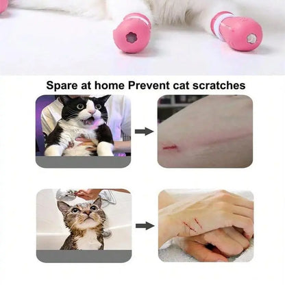 Cat Bathing Footwear – Set of 4 Pairs, Silicone Paw Protectors for Grooming, Ideal for Dogs and Cats – Safeguards Paws During Baths and Prevents Scratching, Durable and Trustworthy.