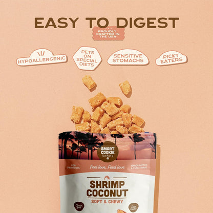 All Natural Dog Treats - Shrimp & Coconut - Training Treats for Dogs with Allergies, Sensitive Stomachs - Soft Dog Treats, Chewy, Grain Free, Human-Grade, Made in USA - 5Oz, Pack of 3