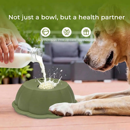 BOMUU Dog Liquid Slow Feeder and Lick Bowl with Ball for Oral Hygiene and Tongue Cleaning, Mess-Free Yogurt and Water Bowl for Enhanced Pet Enrichment