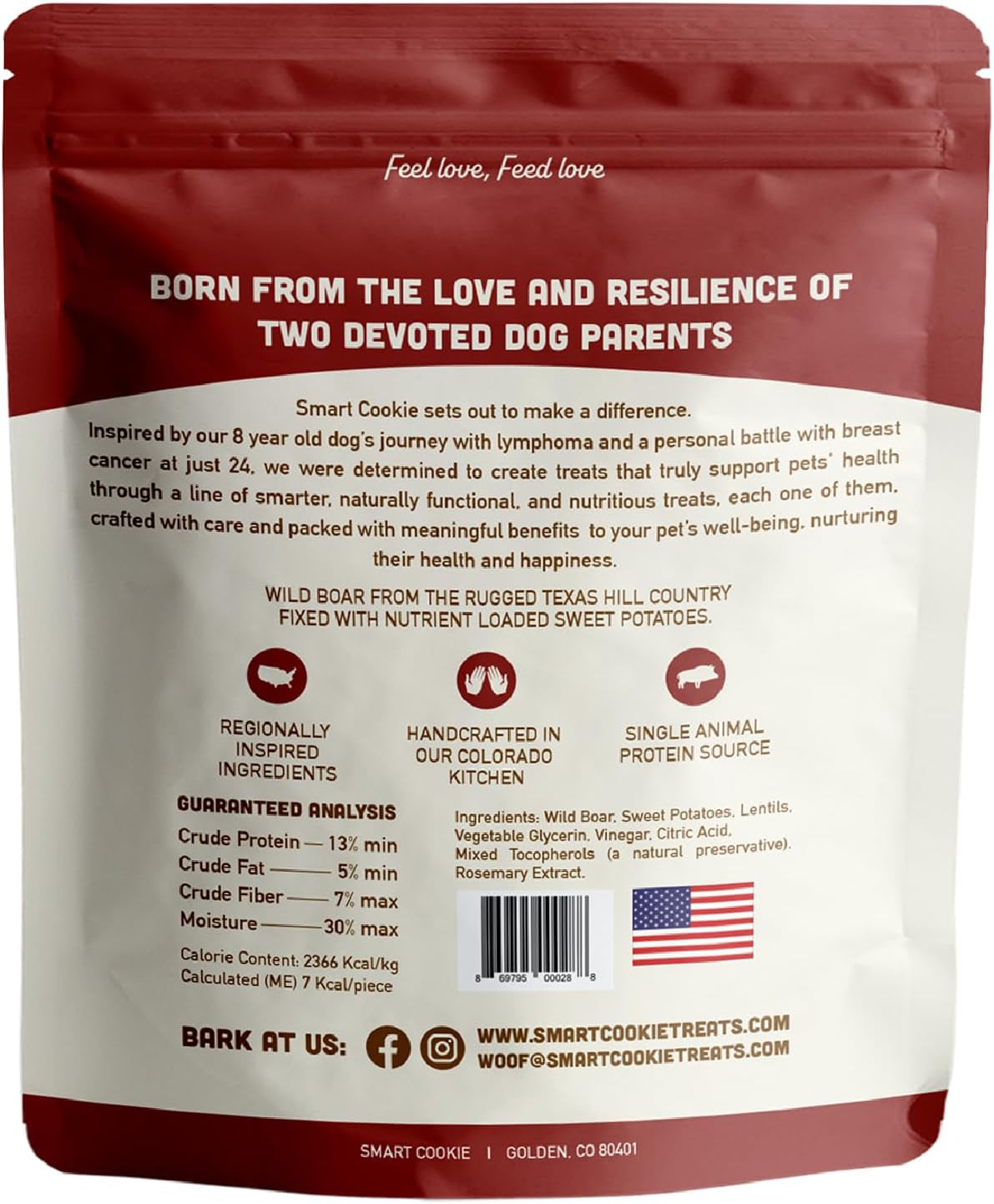 All Natural Dog Treats - Wild Boar & Sweet Potato - Training Treats for Dogs with Allergies, Sensitive Stomachs - Soft Dog Treats, Chewy, Grain Free, Human-Grade, Made in USA - 5Oz Bag