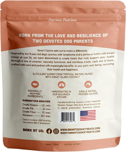 All Natural Dog Treats - Shrimp & Coconut - Training Treats for Dogs with Allergies, Sensitive Stomachs - Soft Dog Treats, Chewy, Grain Free, Human-Grade, Made in USA - 5Oz, Pack of 3