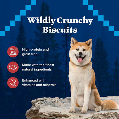 Wilderness Trail Treats High Protein Grain Free Dog Biscuits Crunchy Dog Treats, Salmon Recipe, 10-Oz Bag