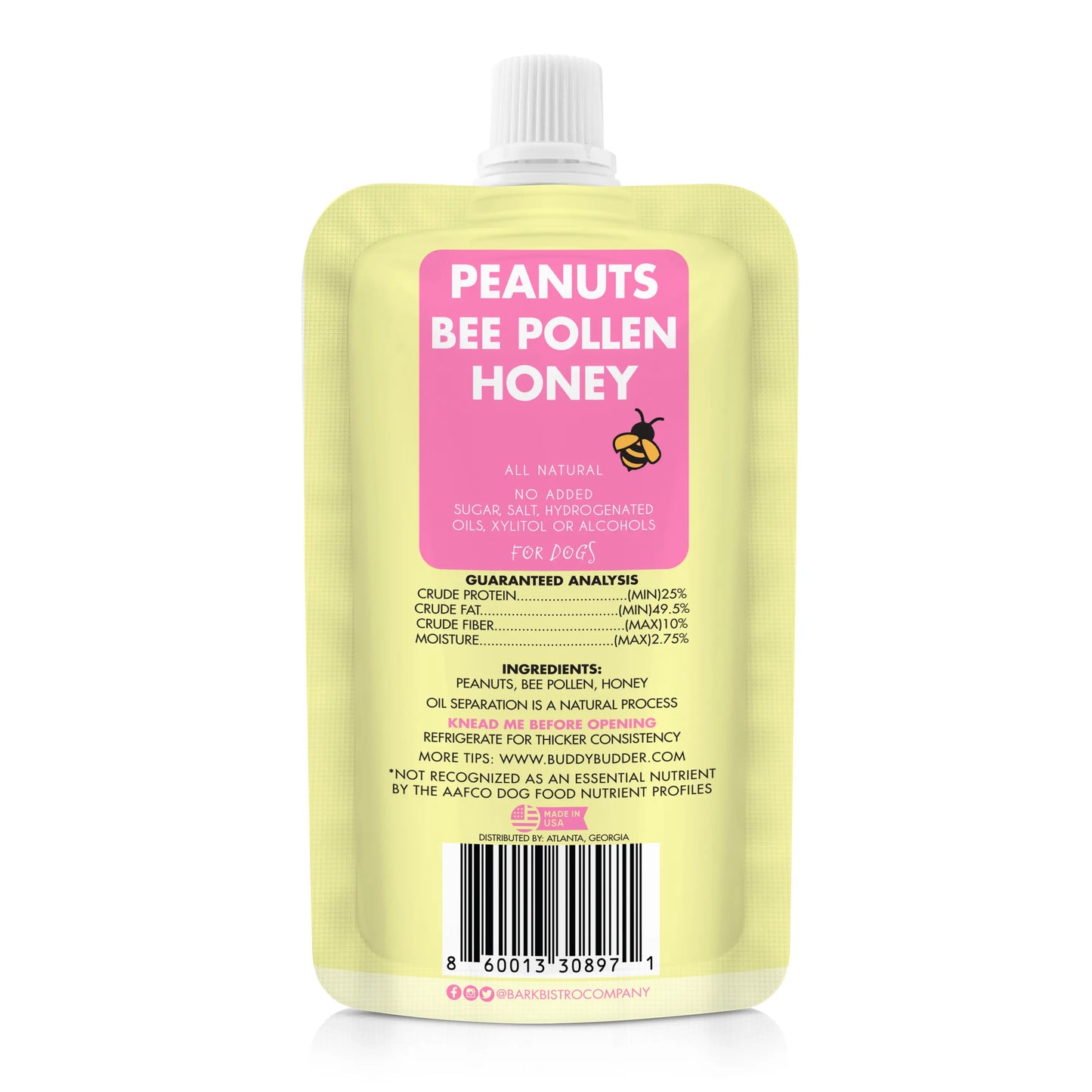 2Pk Beehive Buzz Buddy Budder, All Natural Dog Peanut Butter, Perfect for Enrichment, Treating, Training, Traveling