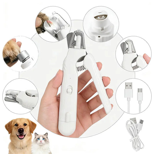 2-in-1 Rechargeable LED Pet Nail Clipper and Grinder with Quick Sensor, Protective Guard, and Nail File for Cats, Dogs, and Rabbits