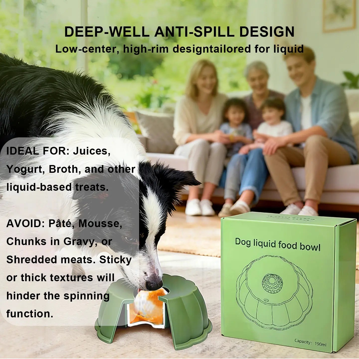 BOMUU Dog Liquid Slow Feeder and Lick Bowl with Ball for Oral Hygiene and Tongue Cleaning, Mess-Free Yogurt and Water Bowl for Enhanced Pet Enrichment