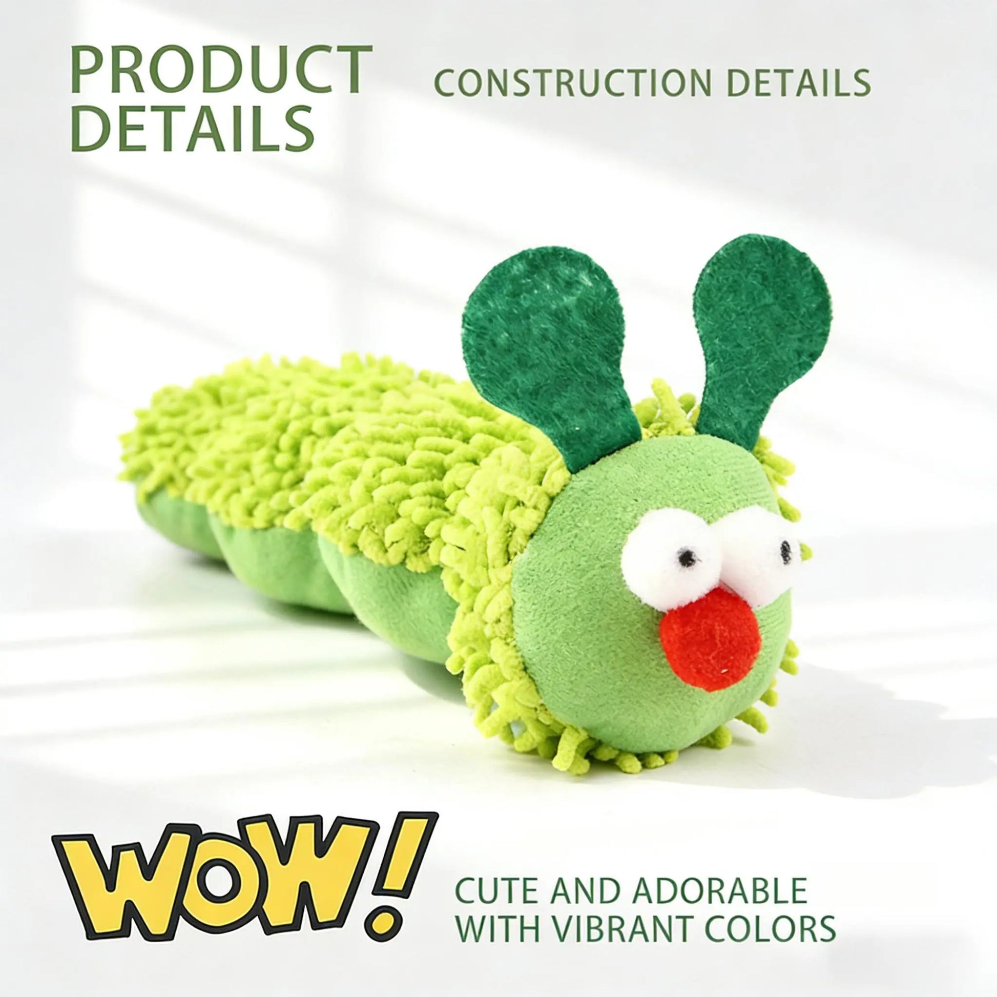 New Store Perks ！Catnip Caterpillar Plush Pillow 1Pc, Crinkle Sound Cat Toy with Catnip Head Silvervine Tail, Interactive Boredom Relief Toy for Indoor Cats