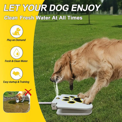 Dog Water Fountain Outdoor Drinking Water Toy for Large Dogs, Paw Activated Water Fountain, Sprinkler Step On, Fun Dog Toys，Includes 304 Stainless Steel Dog Hose
