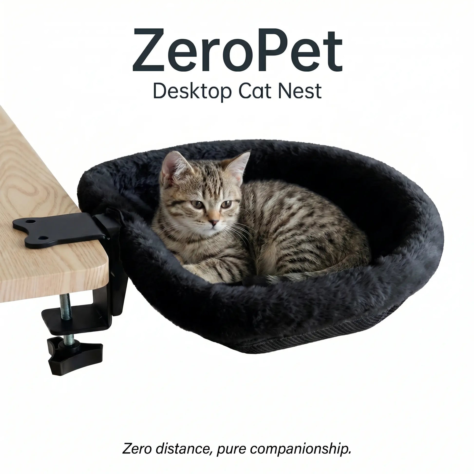 ZERO PET Cat Desk Hammock Bed - Rotating Cat Bed Fordesk or Table,Upgraded Clamp with Spongepad, Holds up to 45LBS, Soft & Sturdy Catnest for Indoor Cats Machine Washable