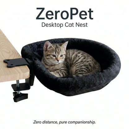 ZERO PET Cat Desk Hammock Bed - Rotating Cat Bed Fordesk or Table,Upgraded Clamp with Spongepad, Holds up to 45LBS, Soft & Sturdy Catnest for Indoor Cats Machine Washable