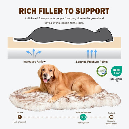 Dog Bed Rug for Large Dogs, Faux Fur Orthopedic 50"X30" Waterproof Fluffy Dog Beds Luxury, Washable Fuzzy Fur Rug Soft Flat Pet Furry Dog Bed, Brown