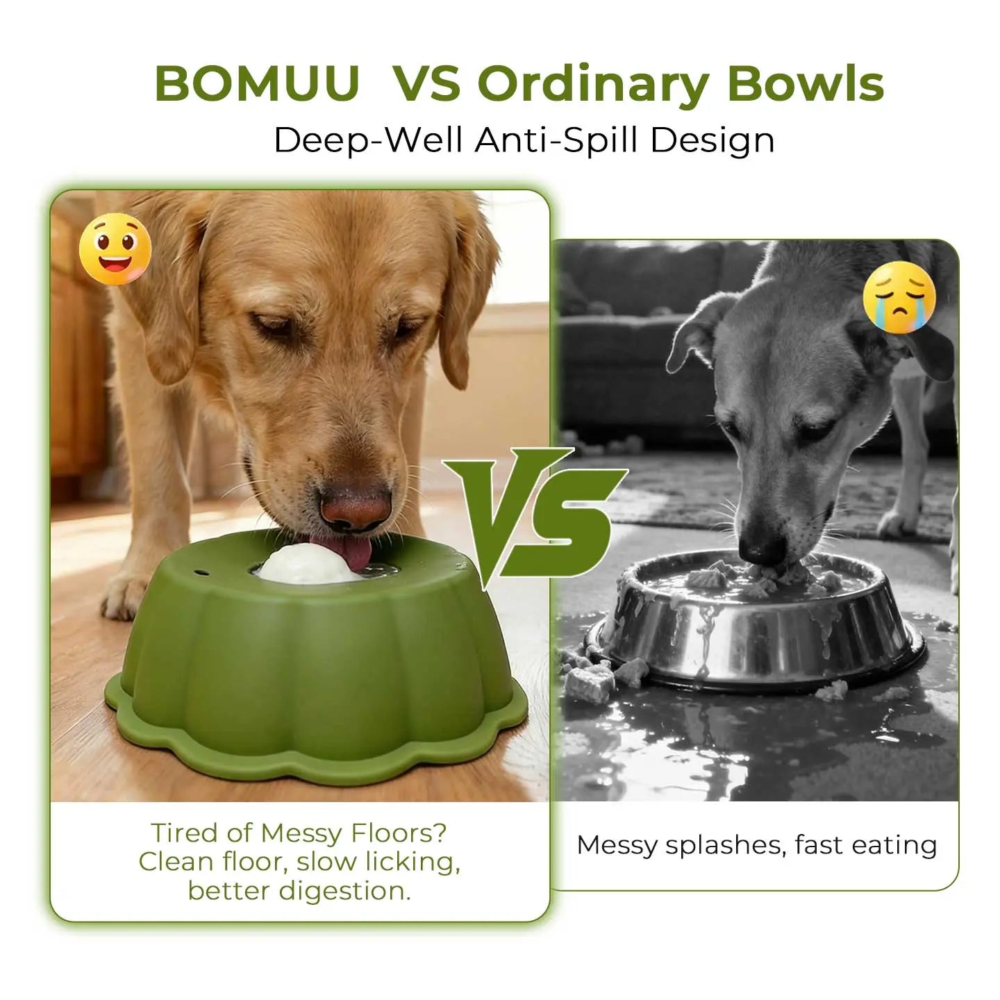 BOMUU Dog Liquid Slow Feeder and Lick Bowl with Ball for Oral Hygiene and Tongue Cleaning, Mess-Free Yogurt and Water Bowl for Enhanced Pet Enrichment