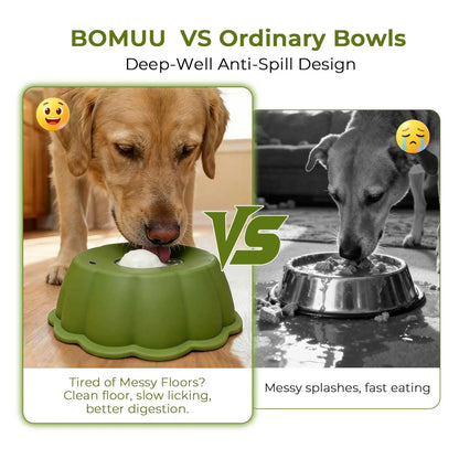 BOMUU Dog Liquid Slow Feeder and Lick Bowl with Ball for Oral Hygiene and Tongue Cleaning, Mess-Free Yogurt and Water Bowl for Enhanced Pet Enrichment