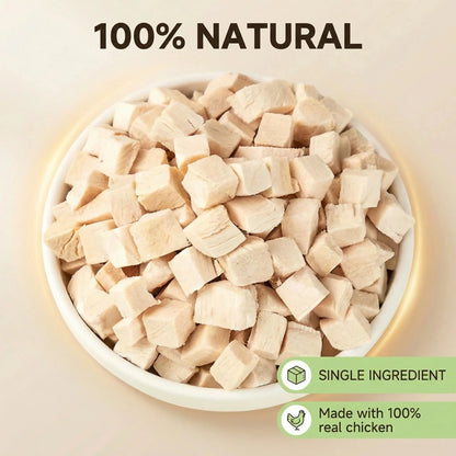 Helety Pet Premium Freeze-Dried Chicken Breast Cubes - 100% Pure Natural Single-Ingredient High-Protein Dog Treats, Food Topper & Training Reward for Dogs