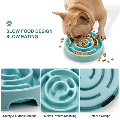Plastic Dog Slow Feeder Bowl with Anti-Choke Design for Safe Eating, Puzzle Snack Bowl to Protect Neck, Essential Pet Feeding Accessory