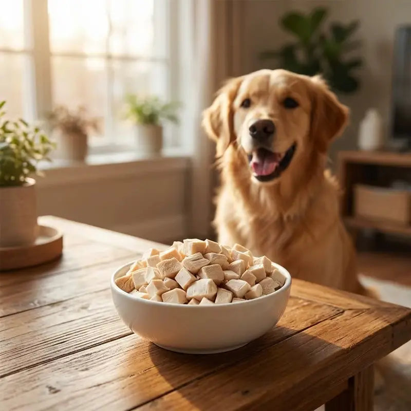 Helety Pet Premium Freeze-Dried Chicken Breast Cubes - 100% Pure Natural Single-Ingredient High-Protein Dog Treats, Food Topper & Training Reward for Dogs