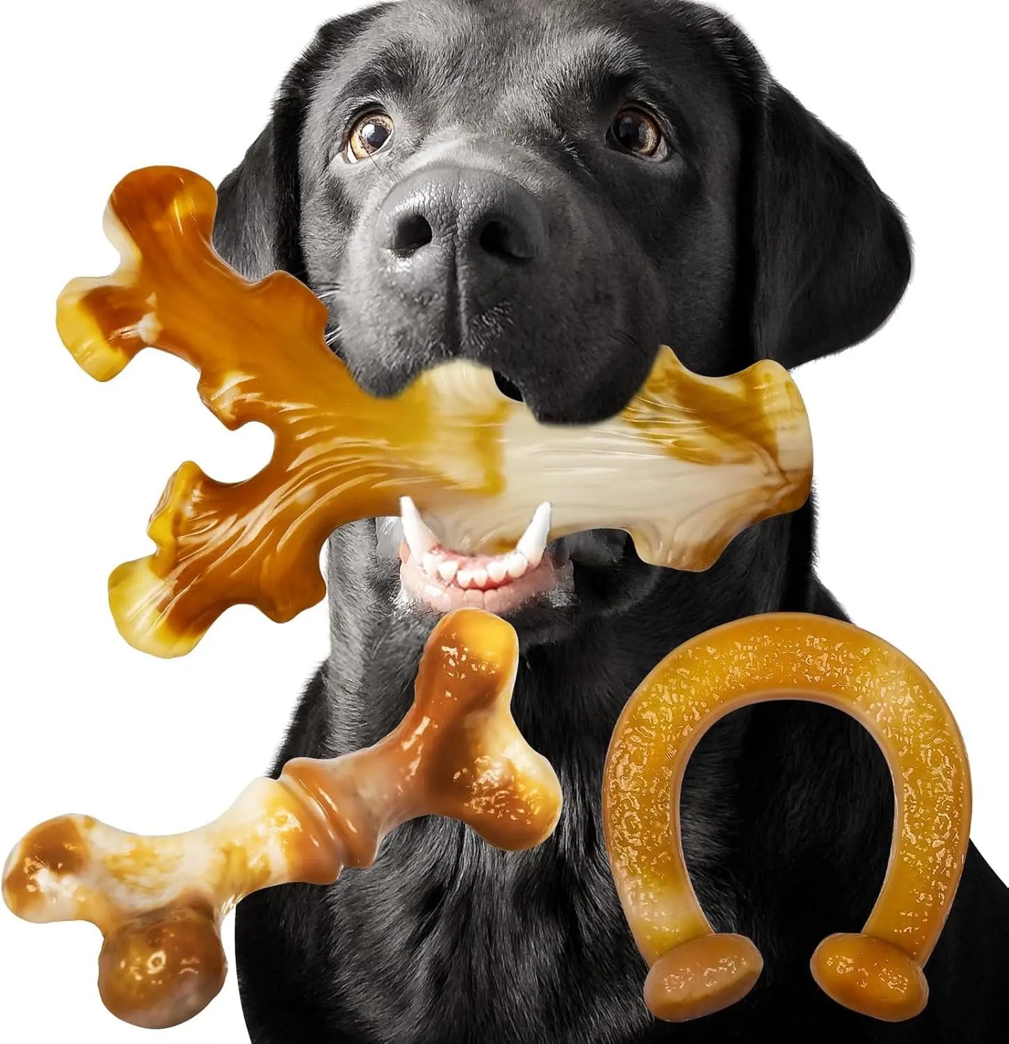Dog Toys for Aggressive Chewers 3-Pack Indestructible Dog Toys for Large Dogs, Real Bacon Flavored, Tough Dog Chew Bones for Medium/Large Breed Dogs, Durable Dog Chew Toys to Keep Them Busy Dog Toys Durable Dog Dog Teeth Power Chew Durable Power