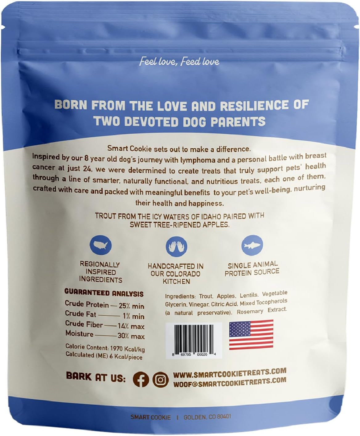 All Natural Dog Treats - Trout & Apple - Training Treats for Dogs with Allergies, Sensitive Stomachs - Soft Dog Treats, Grain Free, Chewy, Human-Grade, Made in USA - 5Oz, Pack of 3