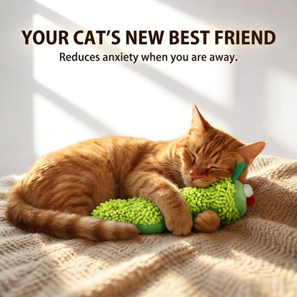 New Store Perks ！Catnip Caterpillar Plush Pillow 1Pc, Crinkle Sound Cat Toy with Catnip Head Silvervine Tail, Interactive Boredom Relief Toy for Indoor Cats