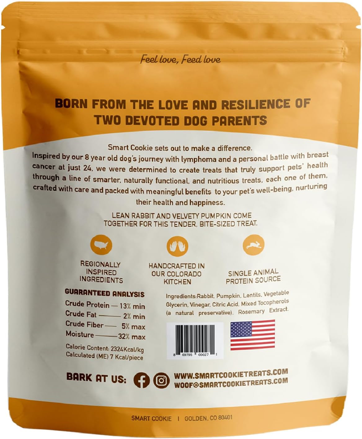 All Natural Dog Treats - Rabbit & Pumpkin - Training Treats for Dogs & Puppies with Allergies, Sensitive Stomachs - Soft Dog Treats, Grain Free, Chewy, Human-Grade, Made in USA - 5Oz Bag