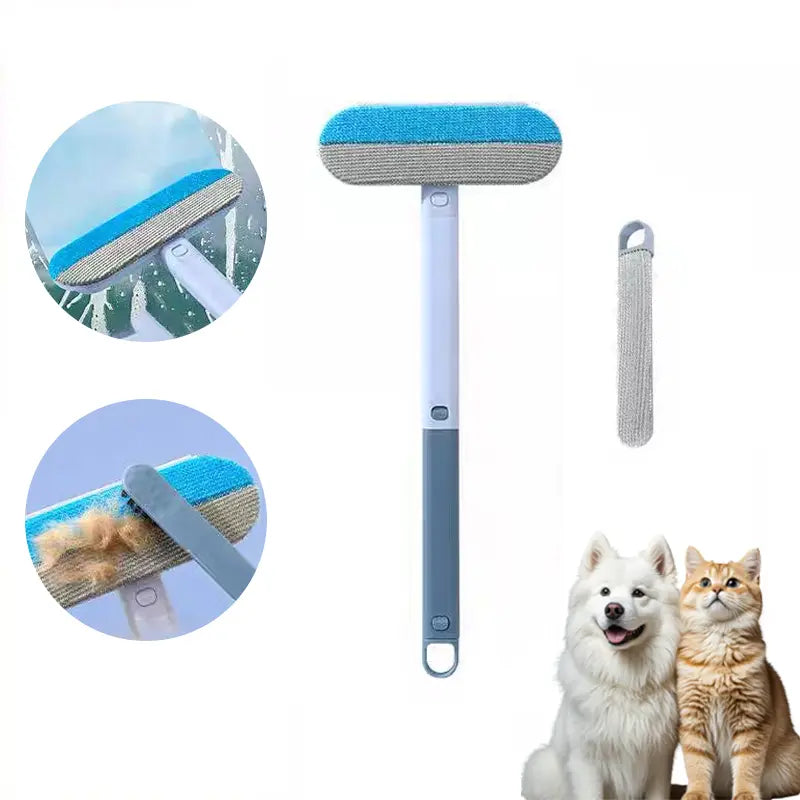 4-in-1 Pet Hair Removal Tool - Multi-Functional, Reusable Lint Cleaner with Extra Long Handle for Efficient Removal of Dog and Cat Hair from Furniture, Carpets, Clothing, Bedding, Cars, and Windows