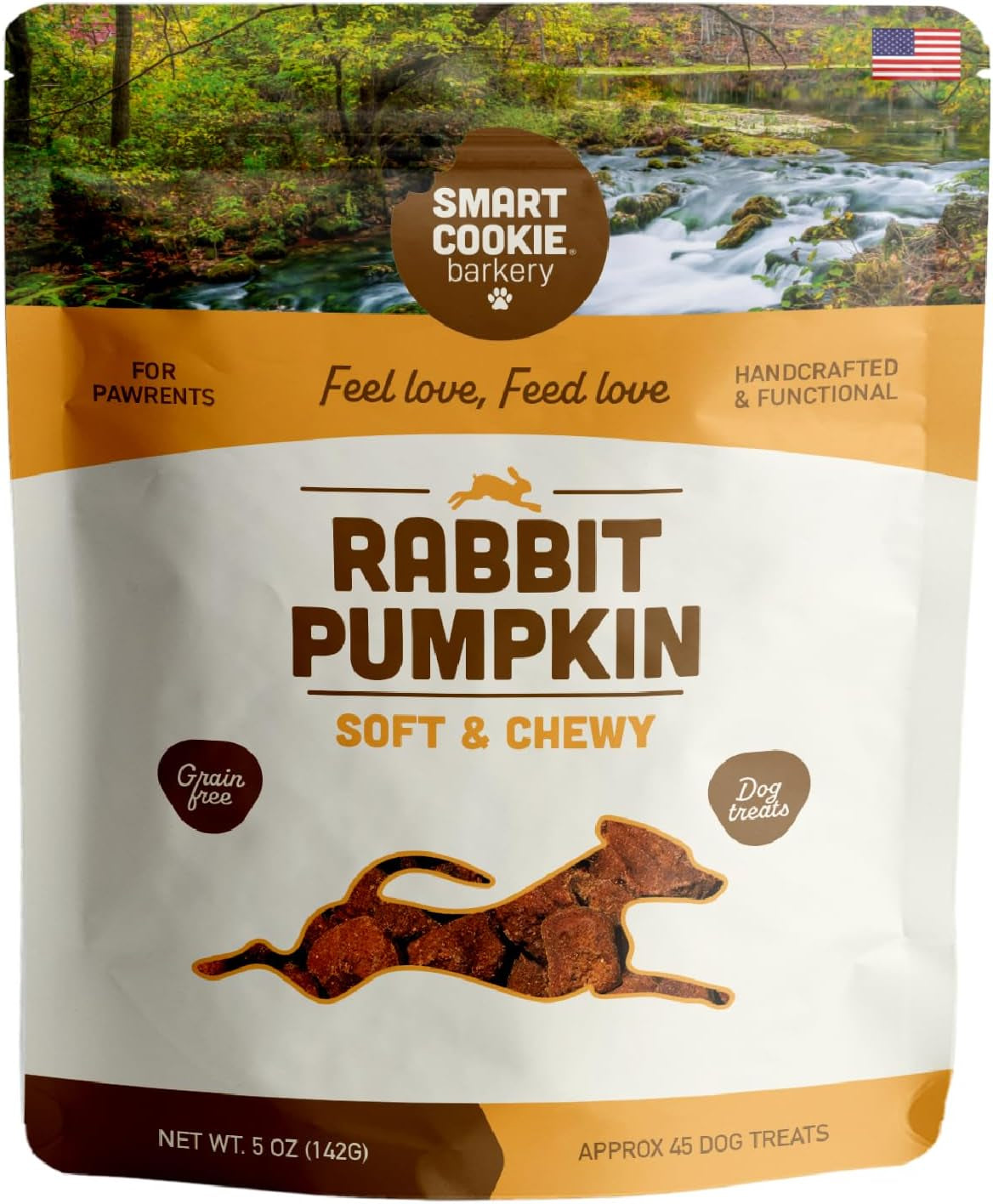All Natural Dog Treats - Rabbit & Pumpkin - Training Treats for Dogs & Puppies with Allergies, Sensitive Stomachs - Soft Dog Treats, Grain Free, Chewy, Human-Grade, Made in USA - 5Oz Bag