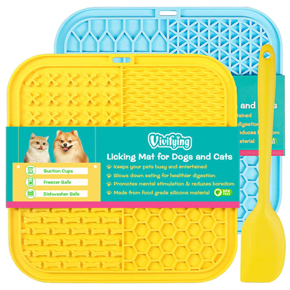 Licking Mat for Dogs and Cats, 2 Pack Lick Pad with Suction Cups for Keep Busy and Entertained, Dog Enrichment Toys for Reduce Boredom and Mental Stimulation