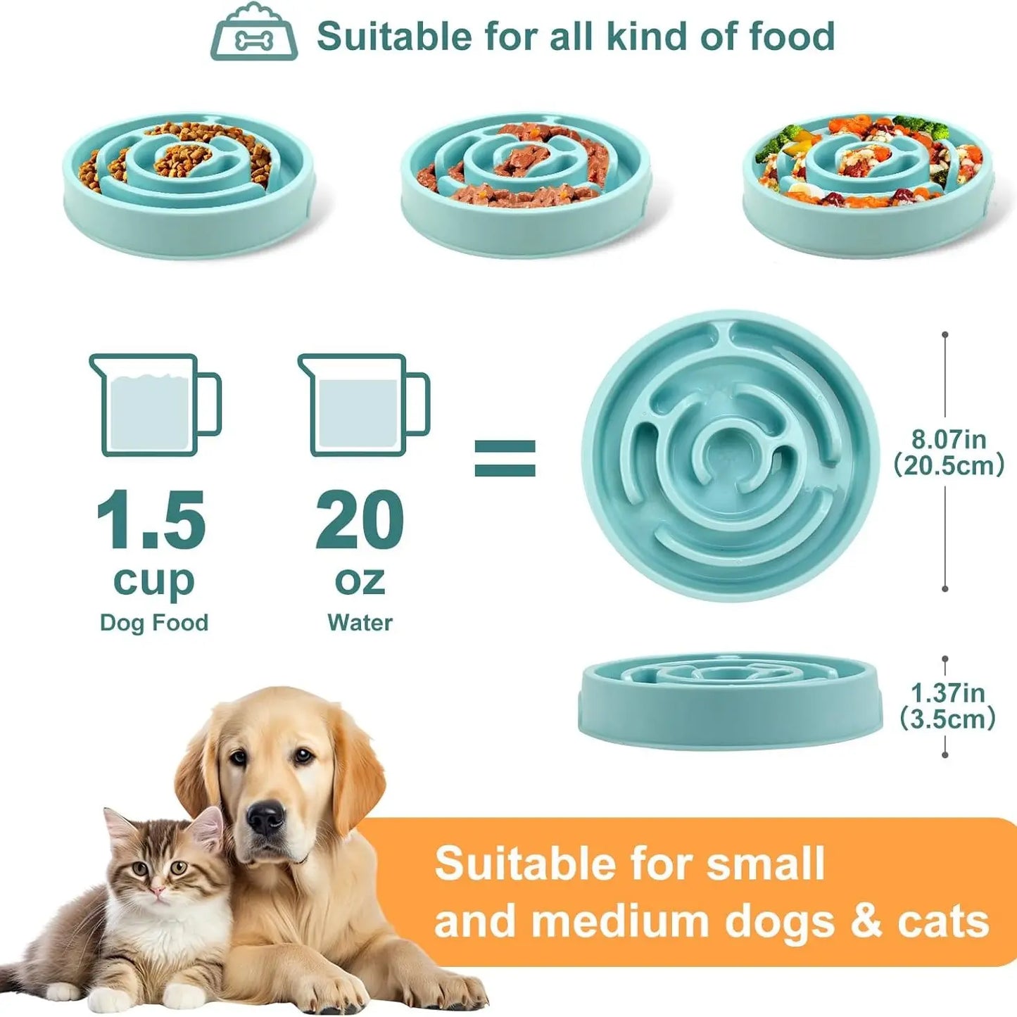 Plastic Dog Slow Feeder Bowl with Anti-Choke Design for Safe Eating, Puzzle Snack Bowl to Protect Neck, Essential Pet Feeding Accessory