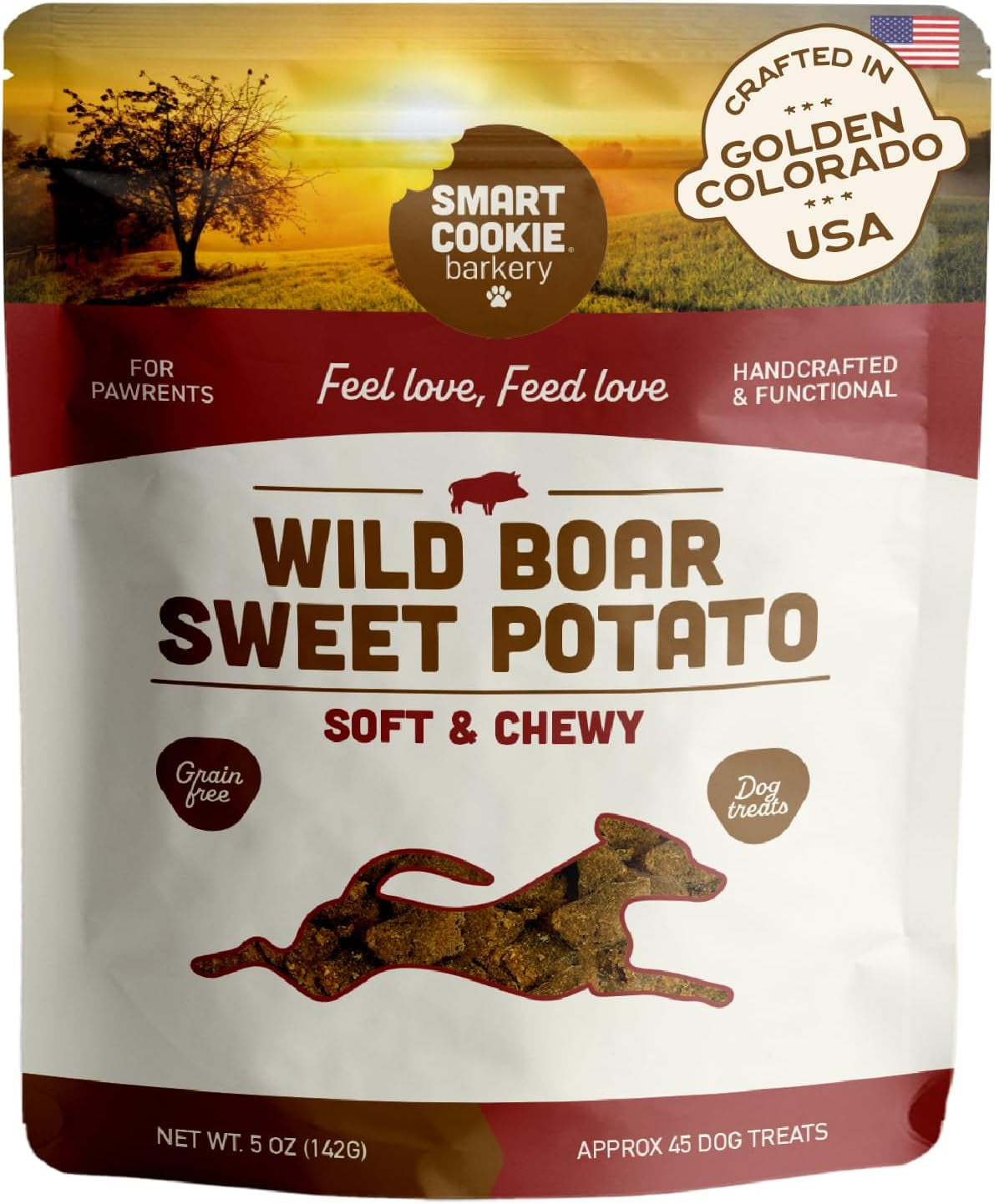 All Natural Dog Treats - Wild Boar & Sweet Potato - Training Treats for Dogs with Allergies, Sensitive Stomachs - Soft Dog Treats, Chewy, Grain Free, Human-Grade, Made in USA - 5Oz Bag