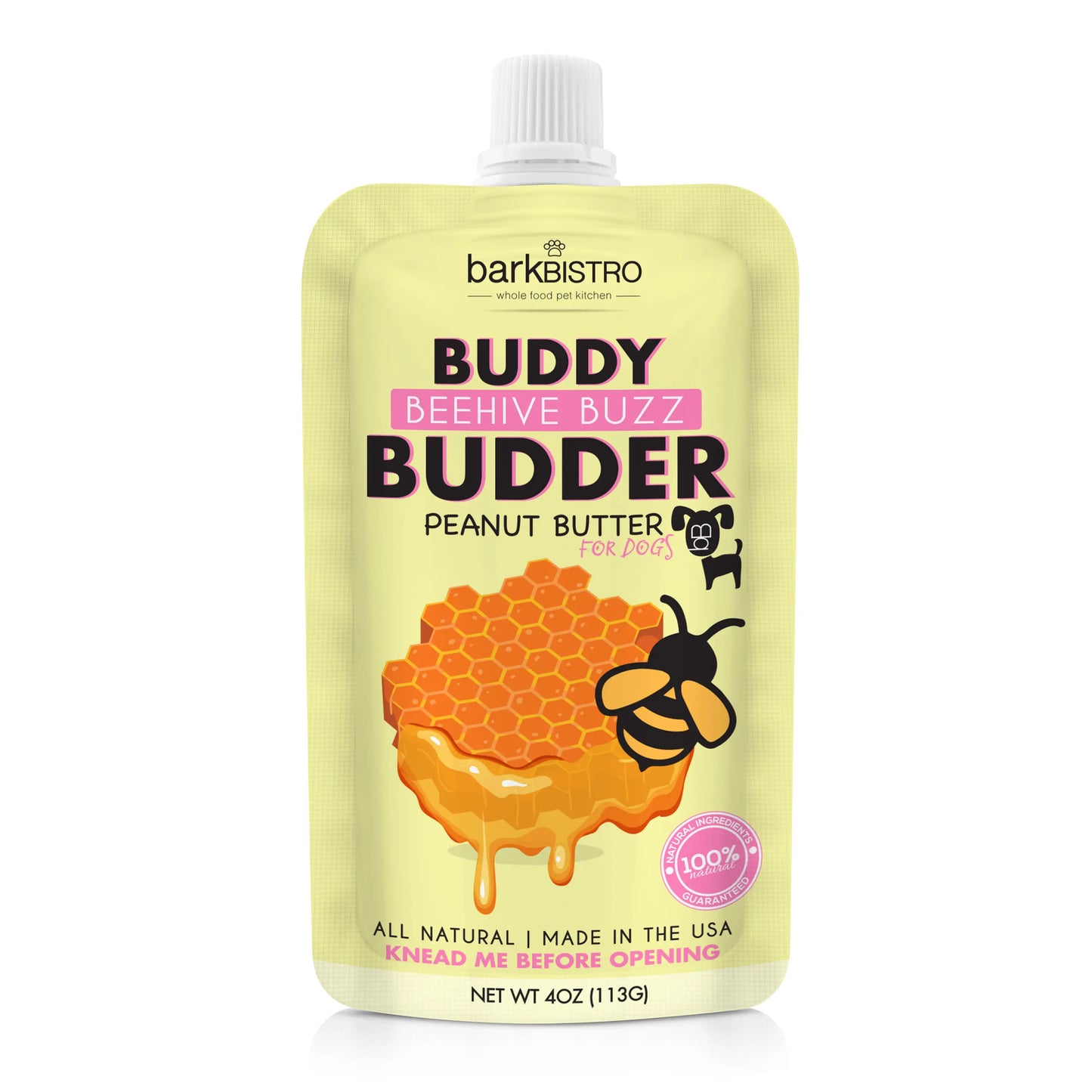 2Pk Beehive Buzz Buddy Budder, All Natural Dog Peanut Butter, Perfect for Enrichment, Treating, Training, Traveling