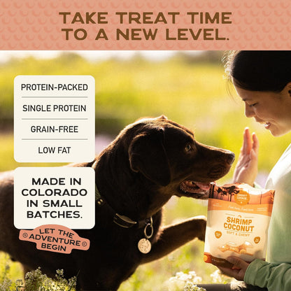 All Natural Dog Treats - Shrimp & Coconut - Training Treats for Dogs with Allergies, Sensitive Stomachs - Soft Dog Treats, Chewy, Grain Free, Human-Grade, Made in USA - 5Oz, Pack of 3