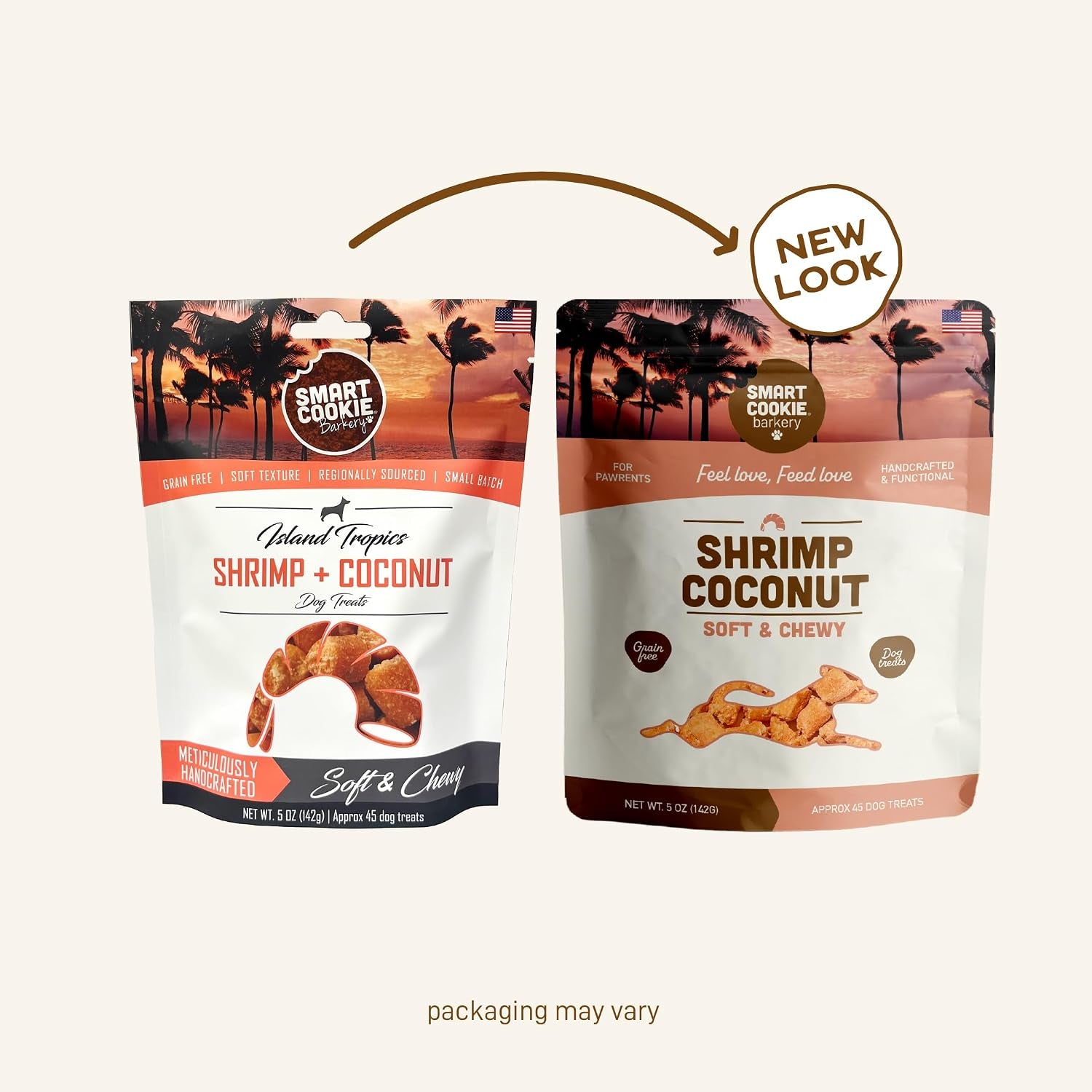 All Natural Dog Treats - Shrimp & Coconut - Training Treats for Dogs with Allergies, Sensitive Stomachs - Soft Dog Treats, Chewy, Grain Free, Human-Grade, Made in USA - 5Oz, Pack of 3
