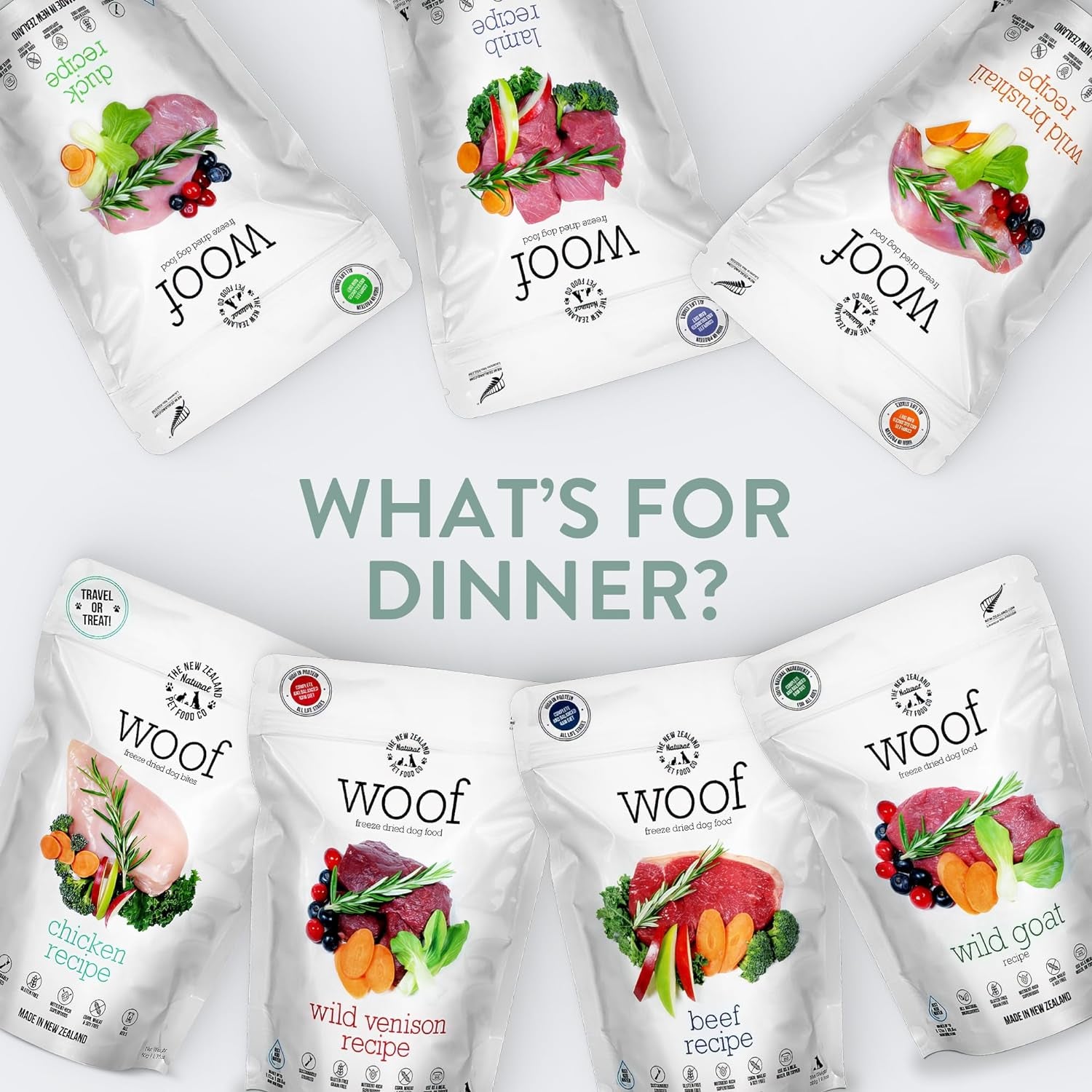 Woof Freeze Dried Dog Food - Lamb Recipe, High Protein, Dog Food Topper & Dog Treats, All Life Stages, 1.76 Oz