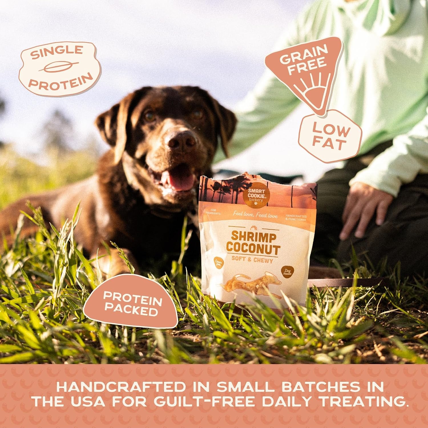All Natural Dog Treats - Shrimp & Coconut - Training Treats for Dogs with Allergies, Sensitive Stomachs - Soft Dog Treats, Chewy, Grain Free, Human-Grade, Made in USA - 5Oz, Pack of 3
