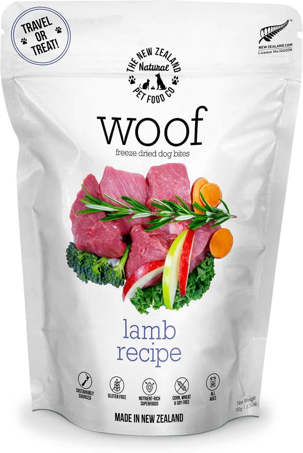 Woof Freeze Dried Dog Food - Lamb Recipe, High Protein, Dog Food Topper & Dog Treats, All Life Stages, 1.76 Oz