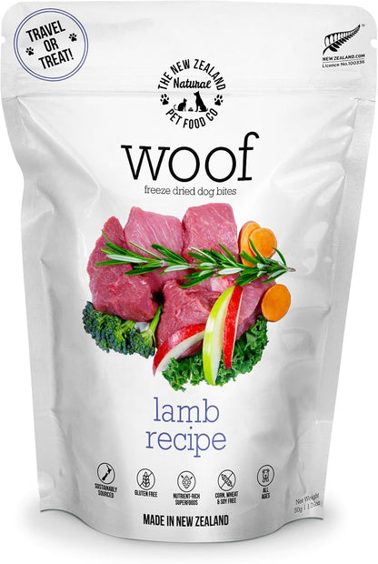 Woof Freeze Dried Dog Food - Lamb Recipe, High Protein, Dog Food Topper & Dog Treats, All Life Stages, 1.76 Oz
