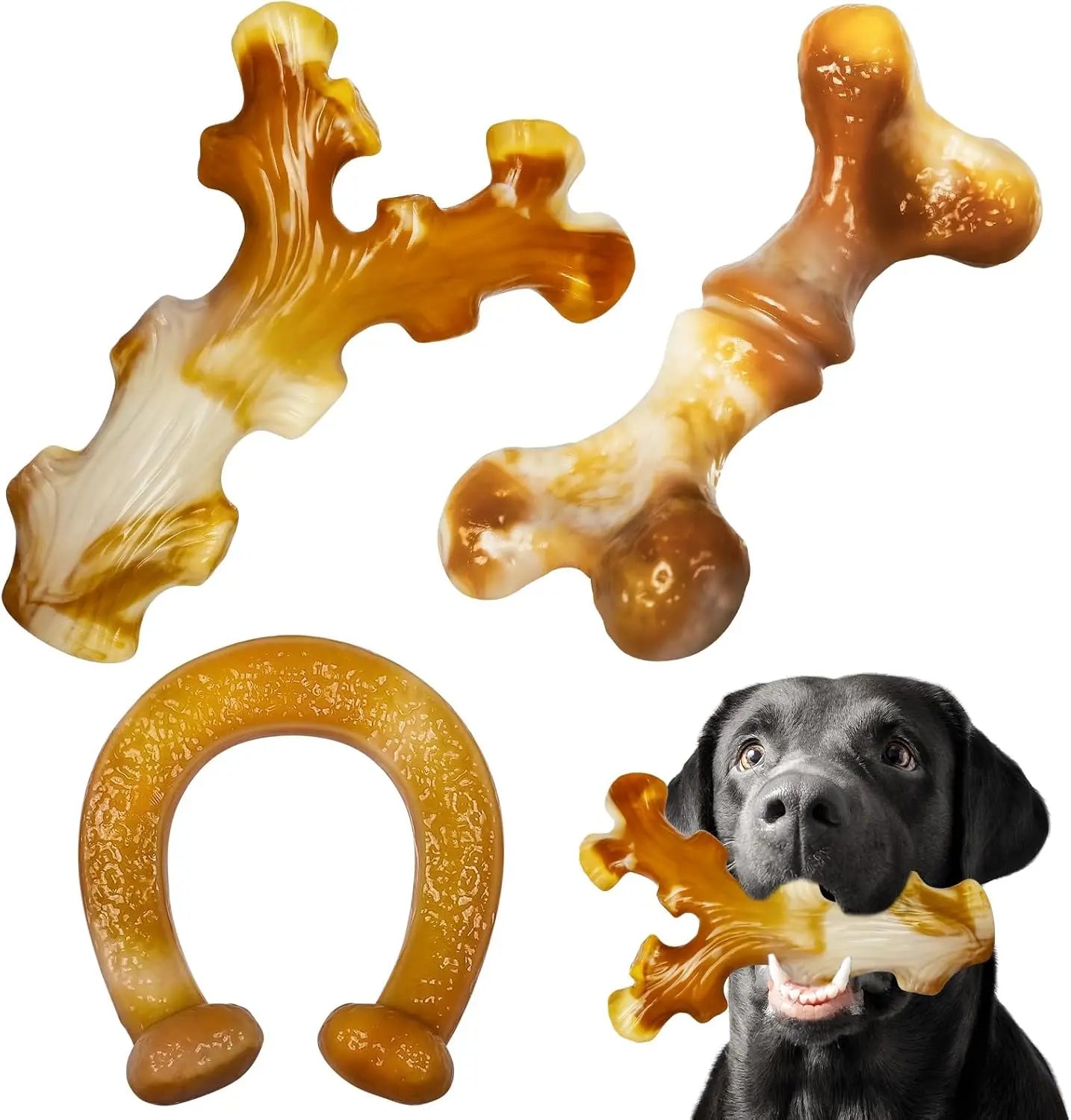 Dog Toys for Aggressive Chewers 3-Pack Indestructible Dog Toys for Large Dogs, Real Bacon Flavored, Tough Dog Chew Bones for Medium/Large Breed Dogs, Durable Dog Chew Toys to Keep Them Busy Dog Toys Durable Dog Dog Teeth Power Chew Durable Power