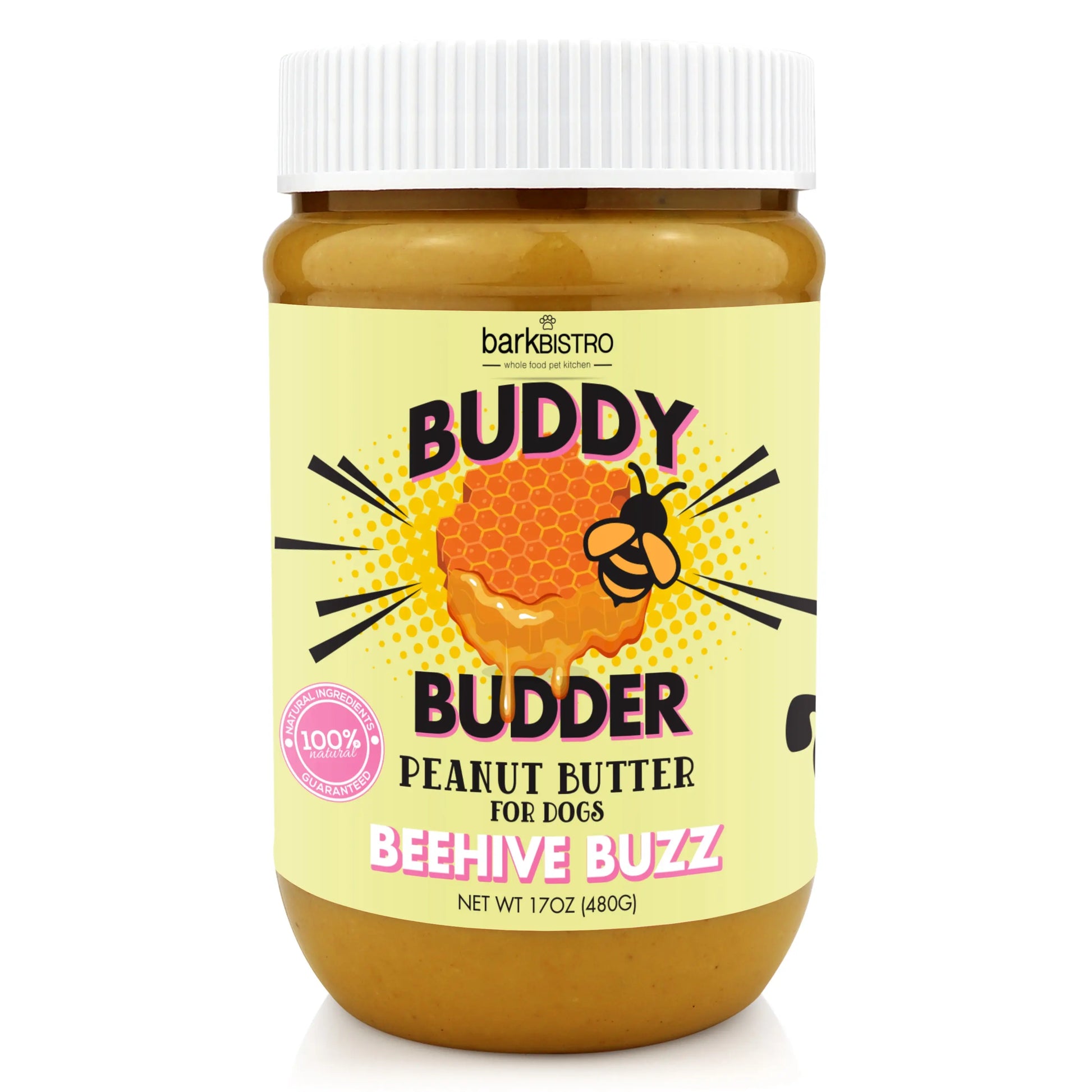 2Pk Beehive Buzz Buddy Budder, All Natural Dog Peanut Butter, Perfect for Enrichment, Treating, Training, Traveling