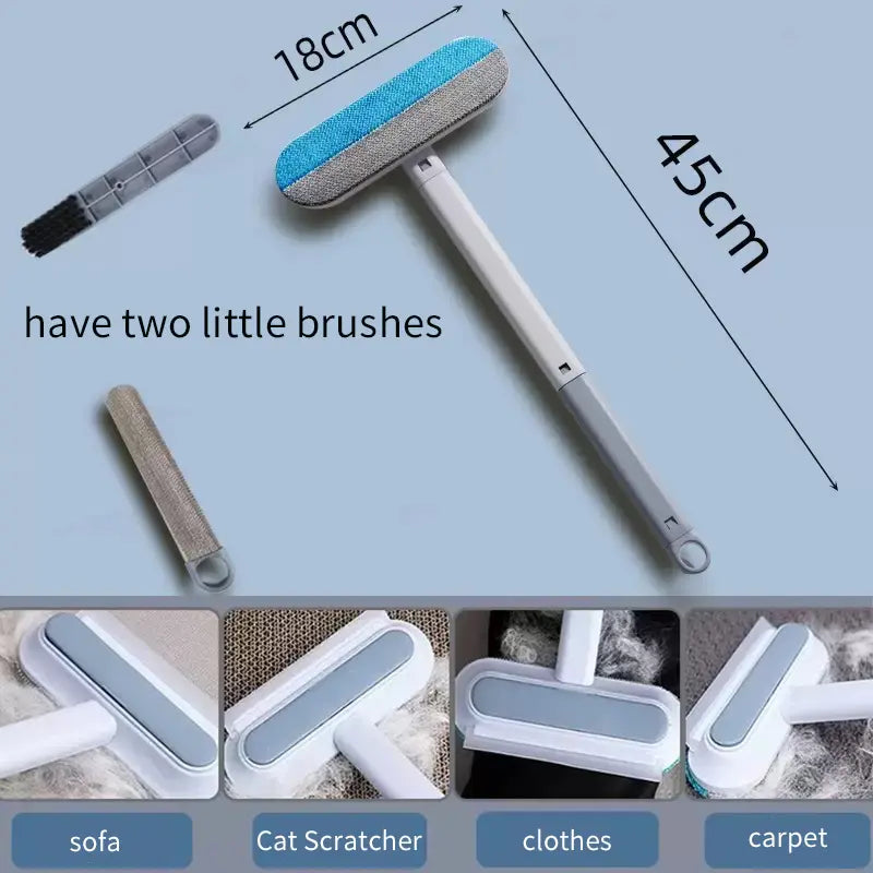 4-in-1 Pet Hair Removal Tool - Multi-Functional, Reusable Lint Cleaner with Extra Long Handle for Efficient Removal of Dog and Cat Hair from Furniture, Carpets, Clothing, Bedding, Cars, and Windows